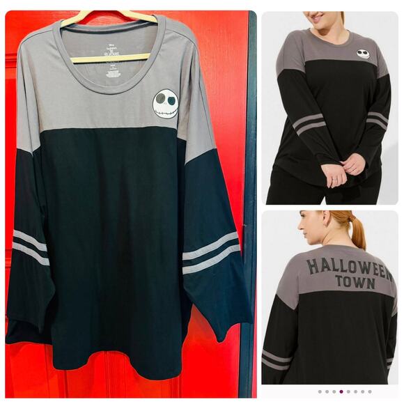 Torrid 6 (6X 30) Disney Nightmare Before Christmas Halloween Varsity Stripe Top - Picture 1 of 3
